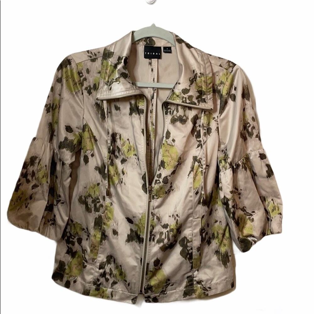 Tribal floral print jacket with puff sleeves 6